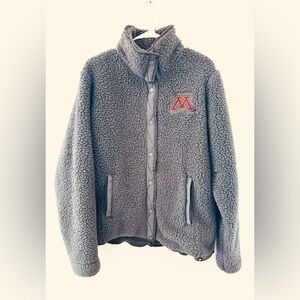 Men’s Medium Fanatics Gray Sherpa Jacket with University of Minnesota Logo